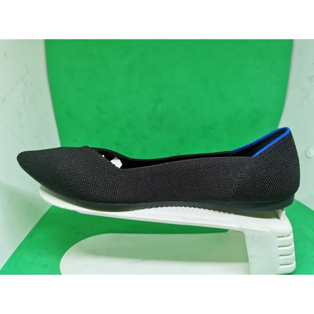 Rothy's The Point Flats Womens Slip On Black Blue Knit Pointed Toe Size 9.5